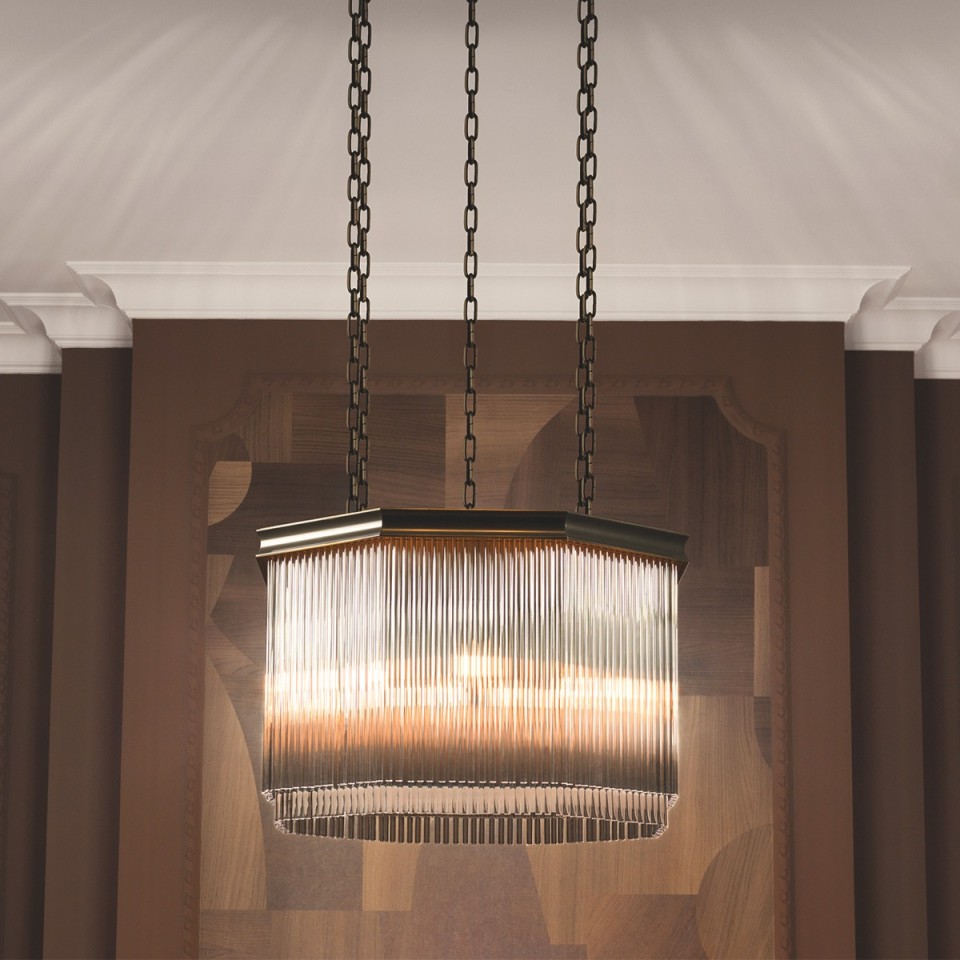 Estela takkrona brons/klart glas 60 cm