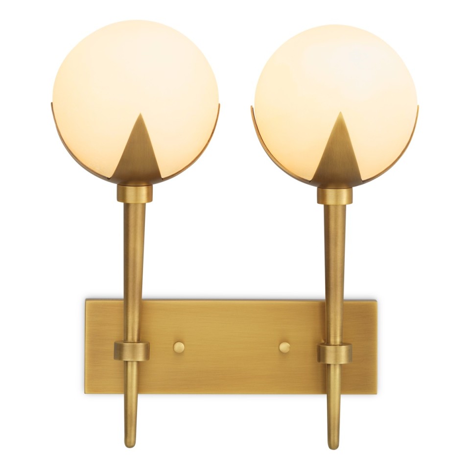 Alesa double wall light antique brass/alabaster 35 cm