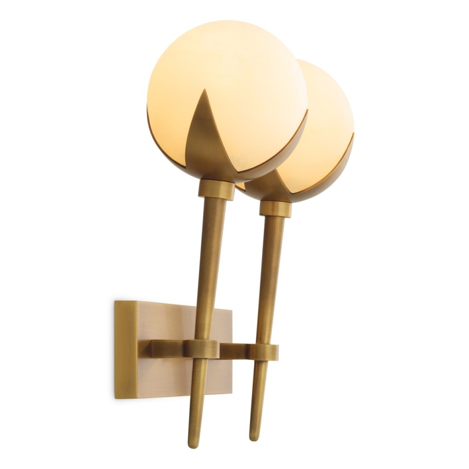 Alesa double wall light antique brass/alabaster 35 cm