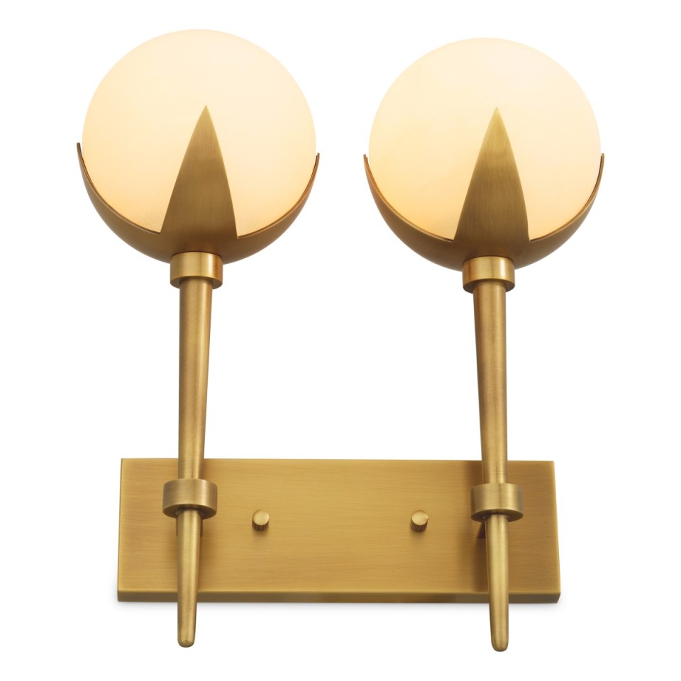 Alesa double wall light antique brass/alabaster 35 cm