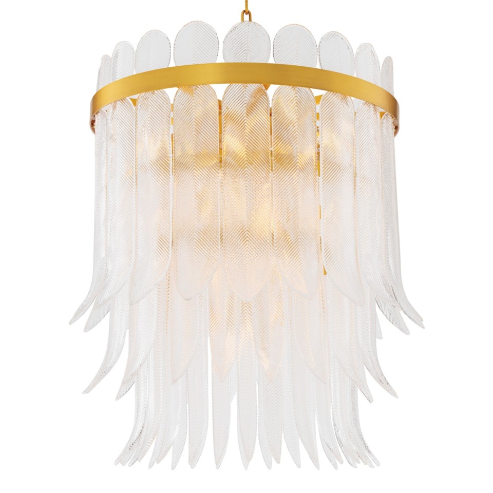Erika L chandelier antique brass/clear glass 71 cm