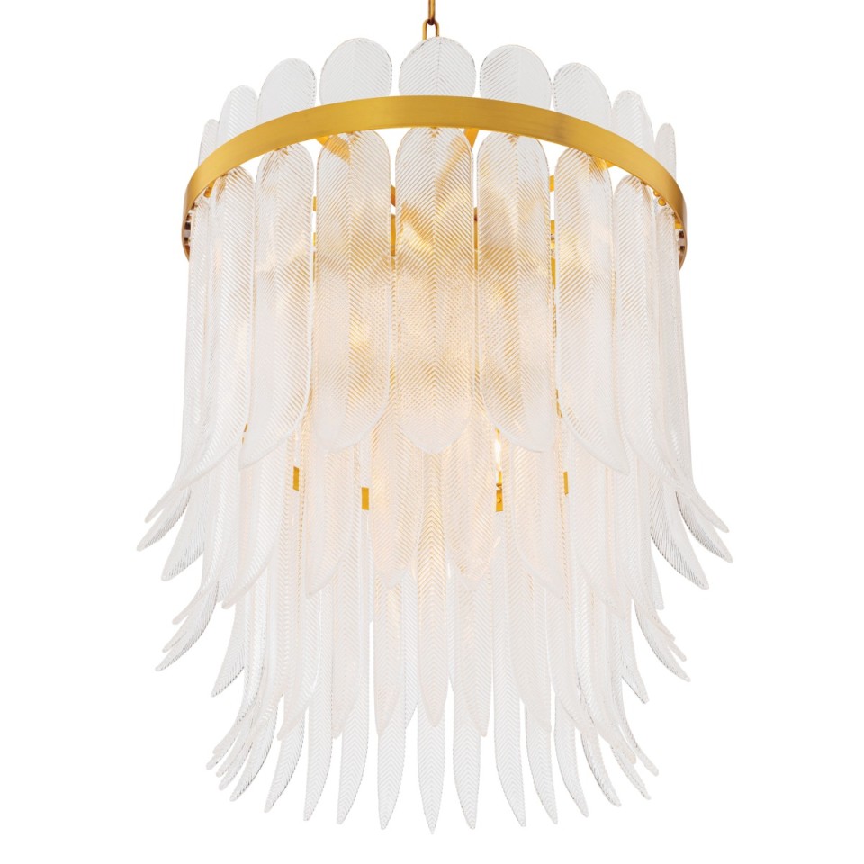 Erika L chandelier antique brass/clear glass 71 cm
