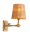 Wentworth vägglampa vintage mässing/rattan 25,5 cm