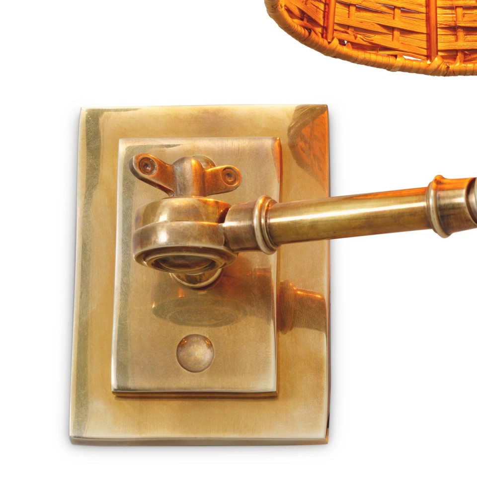 Wentworth vägglampa vintage mässing/rattan 25,5 cm