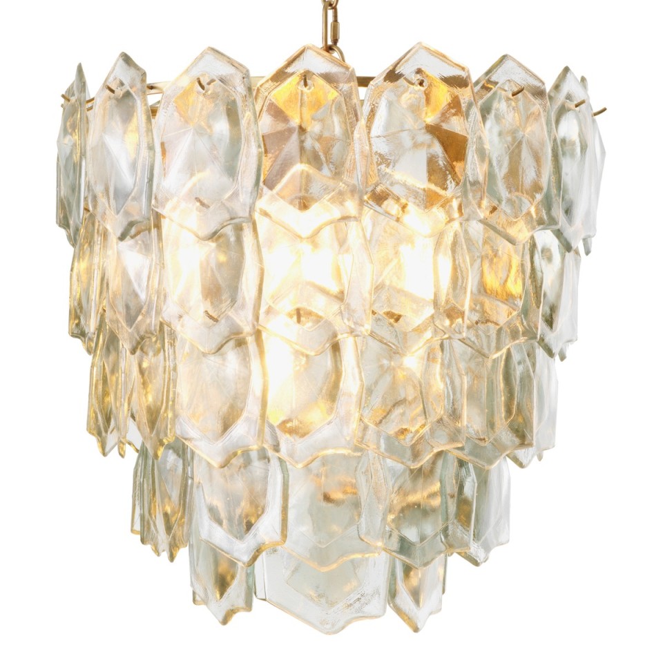 Elias chandelier vintage brass/clear glass 60 cm
