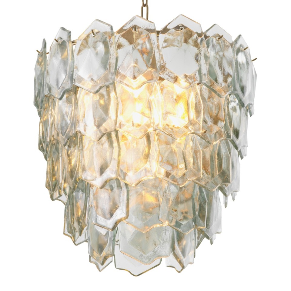 Elias chandelier vintage brass/clear glass 60 cm