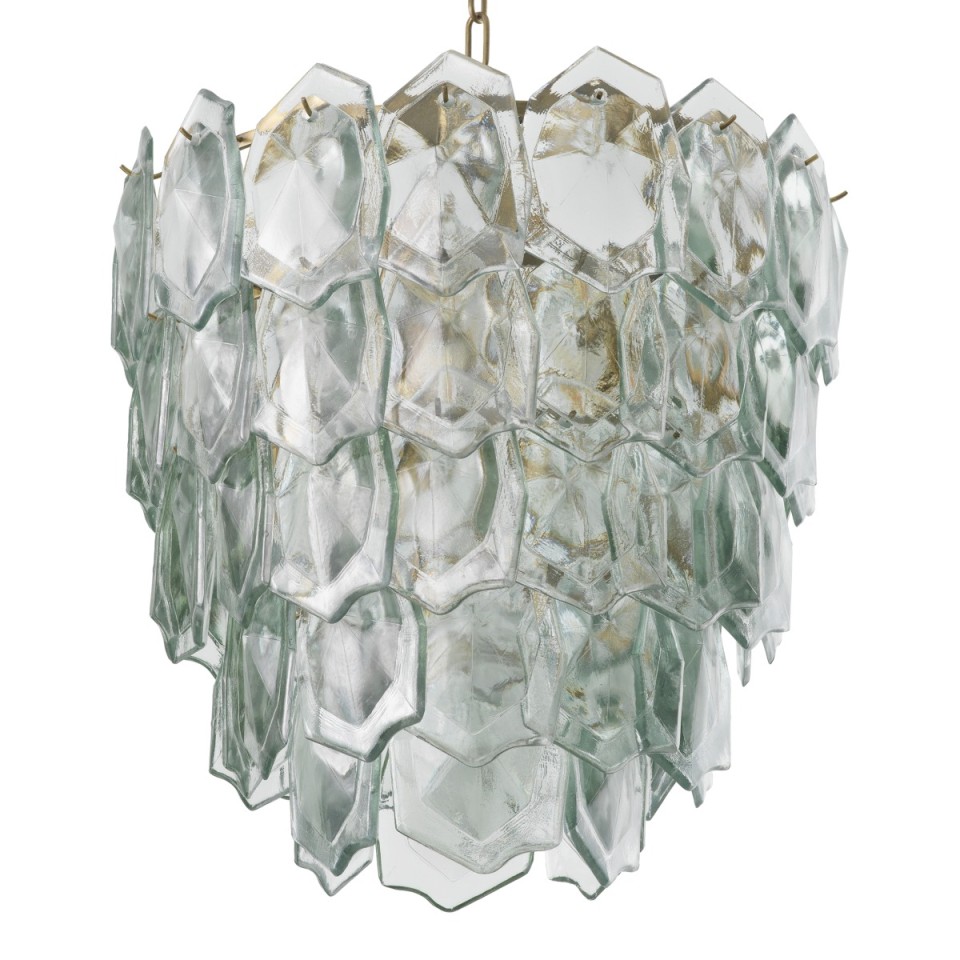 Elias chandelier vintage brass/clear glass 60 cm