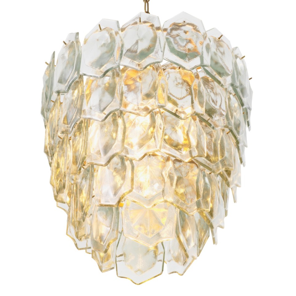Elias chandelier vintage brass/clear glass 60 cm