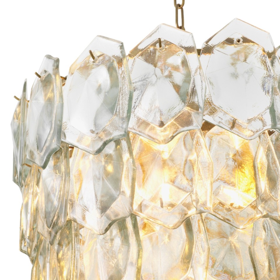 Elias chandelier vintage brass/clear glass 60 cm