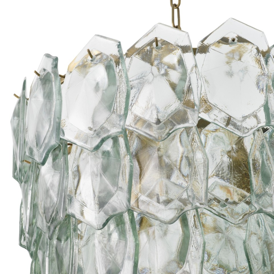 Elias chandelier vintage brass/clear glass 60 cm