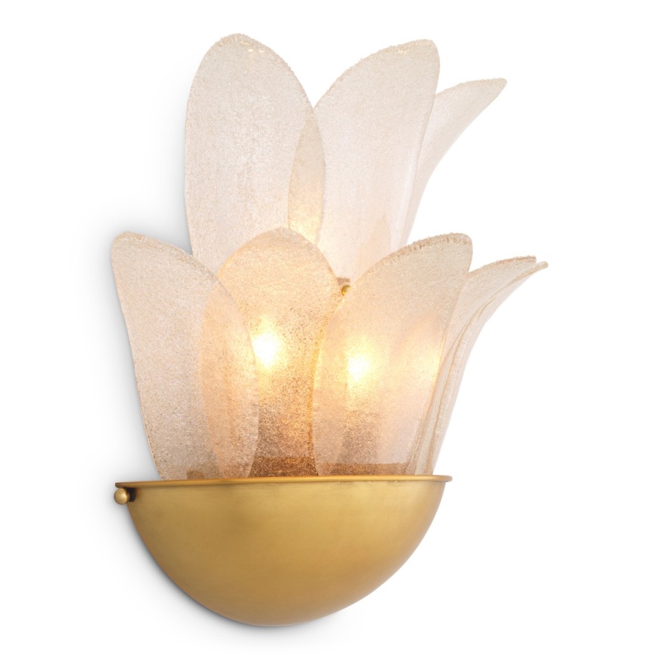 Melrose vägglampa antikmässing-/ljusrök glas 40 cm