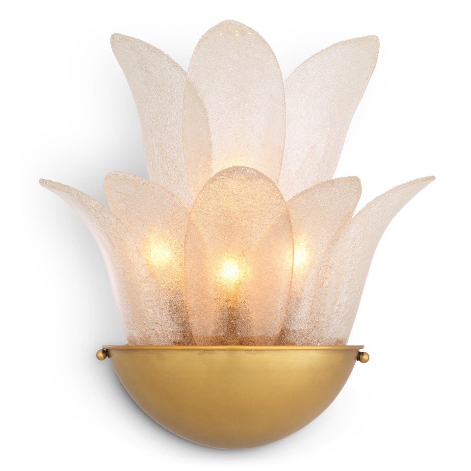 Melrose vägglampa antikmässing-/ljusrök glas 40 cm