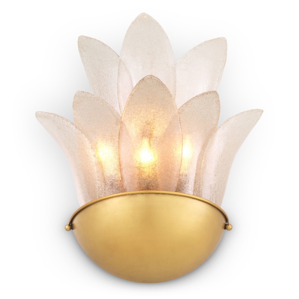 Melrose vägglampa antikmässing-/ljusrök glas 40 cm