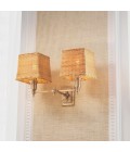 Lexington dubbel vägglampa antikmässing/rattan 27 cm