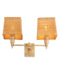 Lexington dubbel vägglampa antikmässing/rattan 27 cm