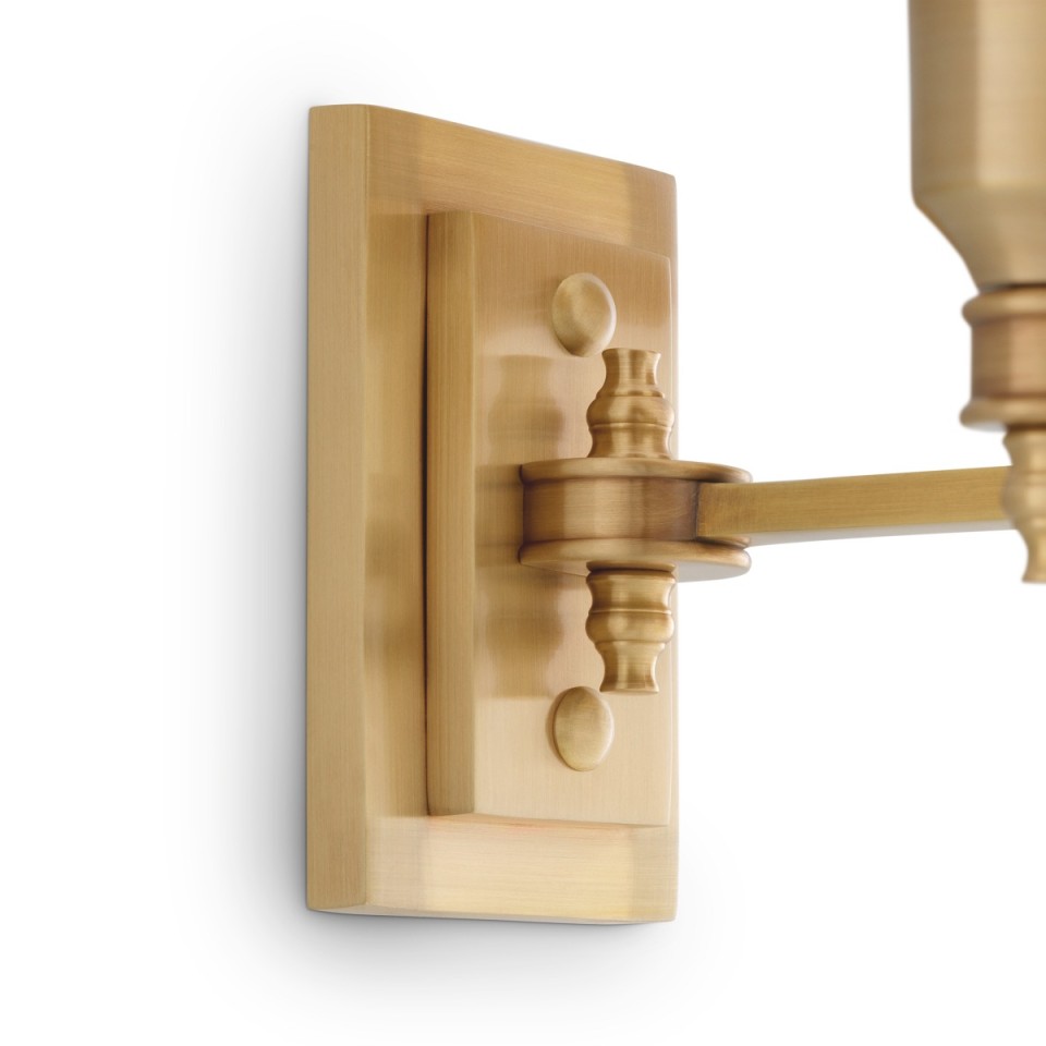 Lexington dubbel vägglampa antikmässing/rattan 27 cm