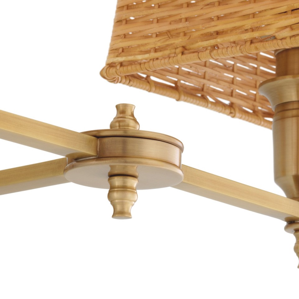 Lexington dubbel vägglampa antikmässing/rattan 27 cm