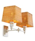 Lexington dubbel vägglampa nickel/rattan 27 cm