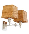 Lexington dubbel vägglampa nickel/rattan 27 cm