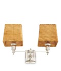 Lexington dubbel vägglampa nickel/rattan 27 cm