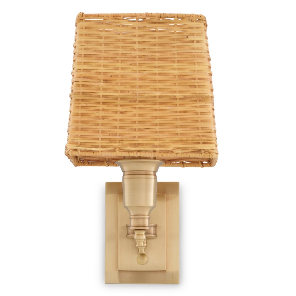 Lexington singel vägglampa antikmässing/rottan 27 cm