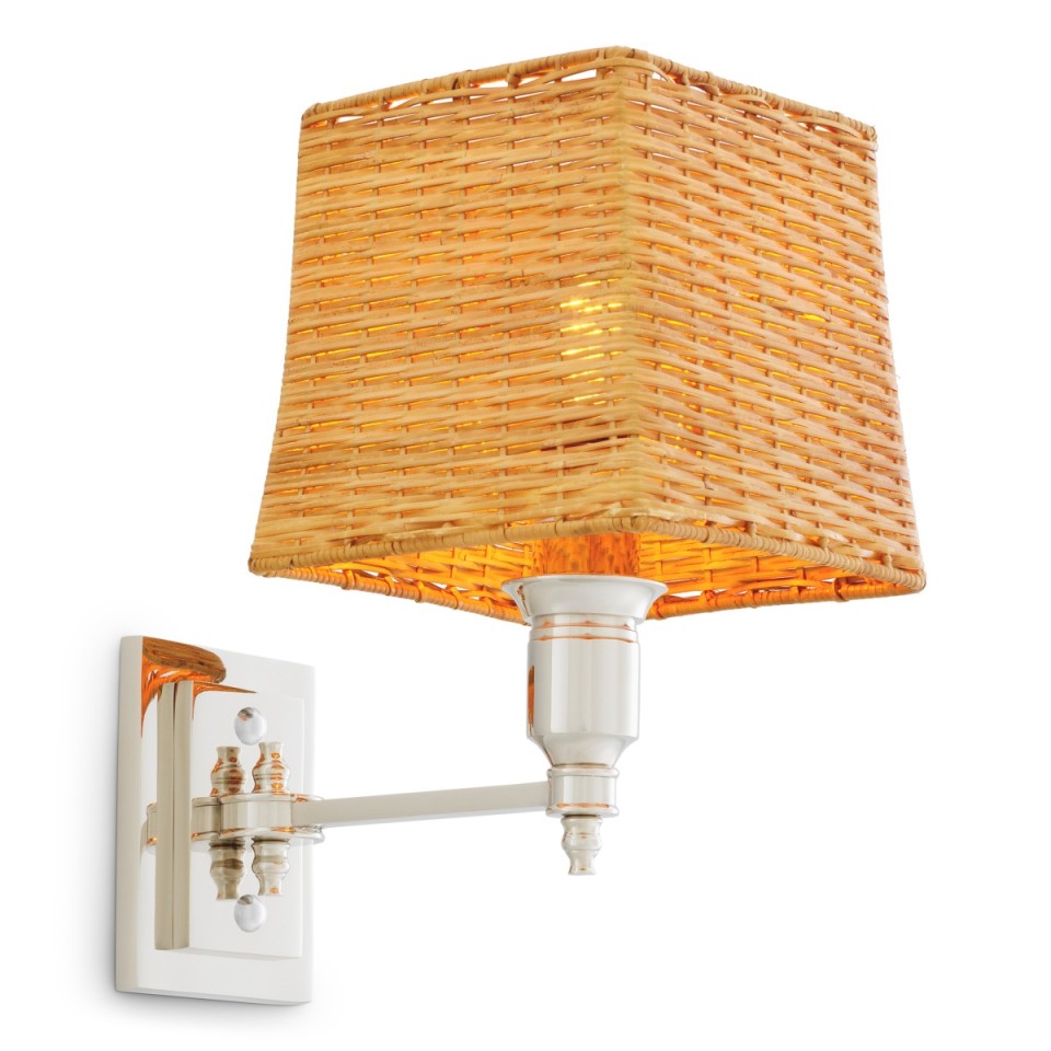 Lexington vägglampa nickel/rattan 27 cm