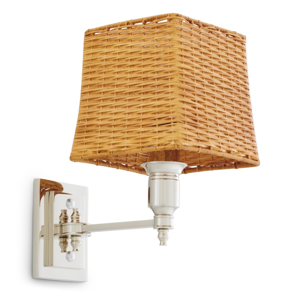 Lexington vägglampa nickel/rattan 27 cm