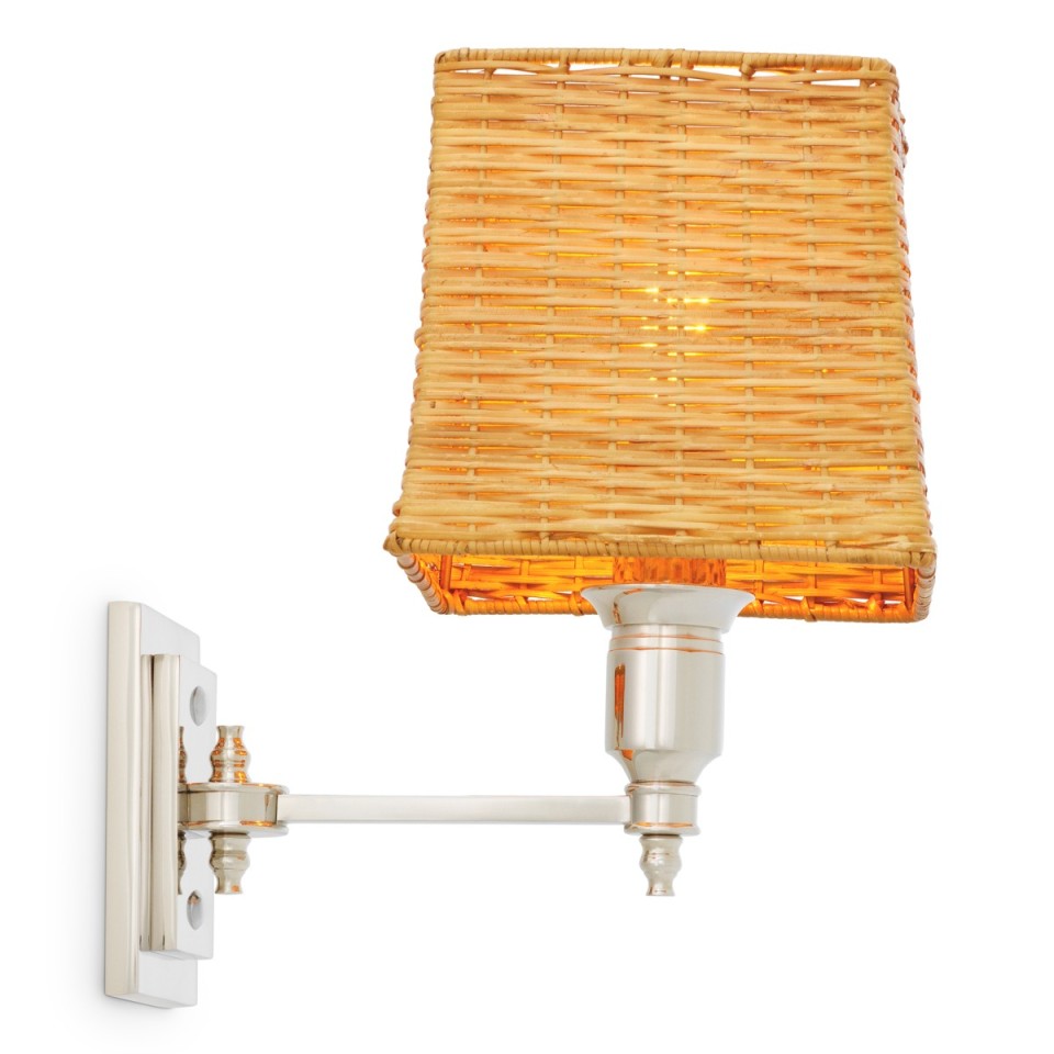 Lexington vägglampa nickel/rattan 27 cm
