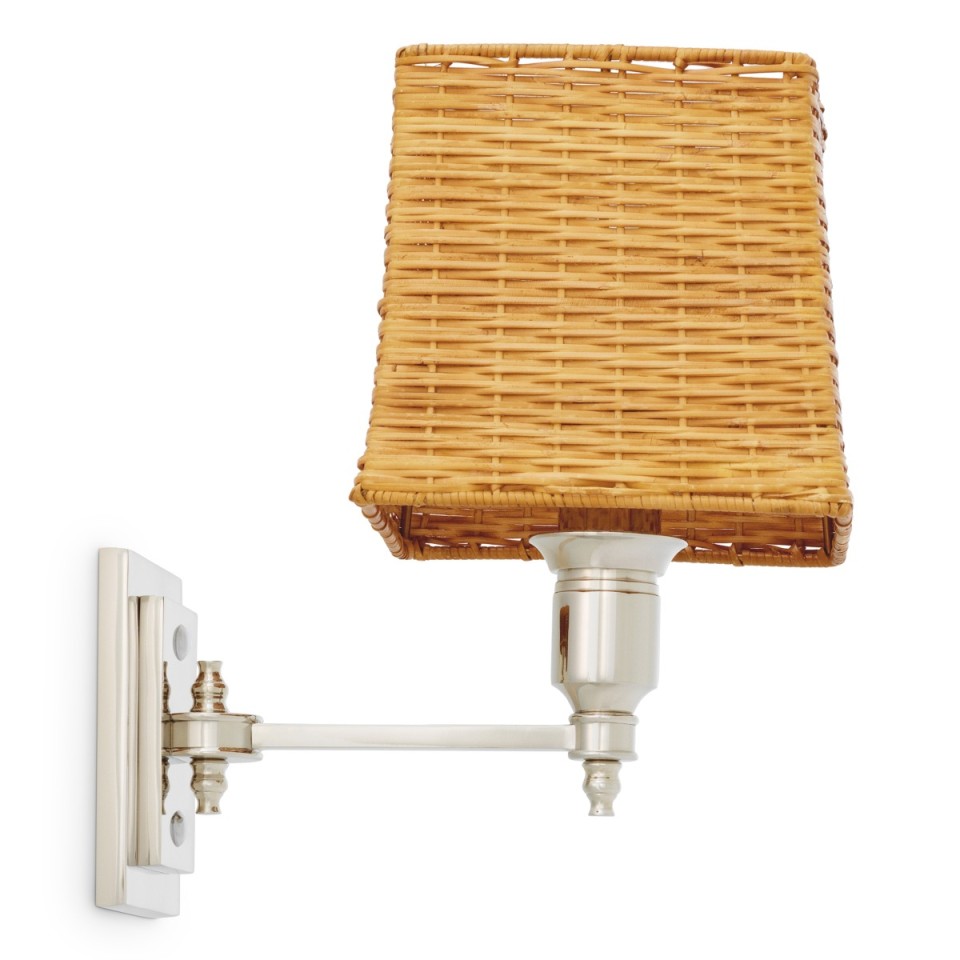 Lexington vägglampa nickel/rattan 27 cm