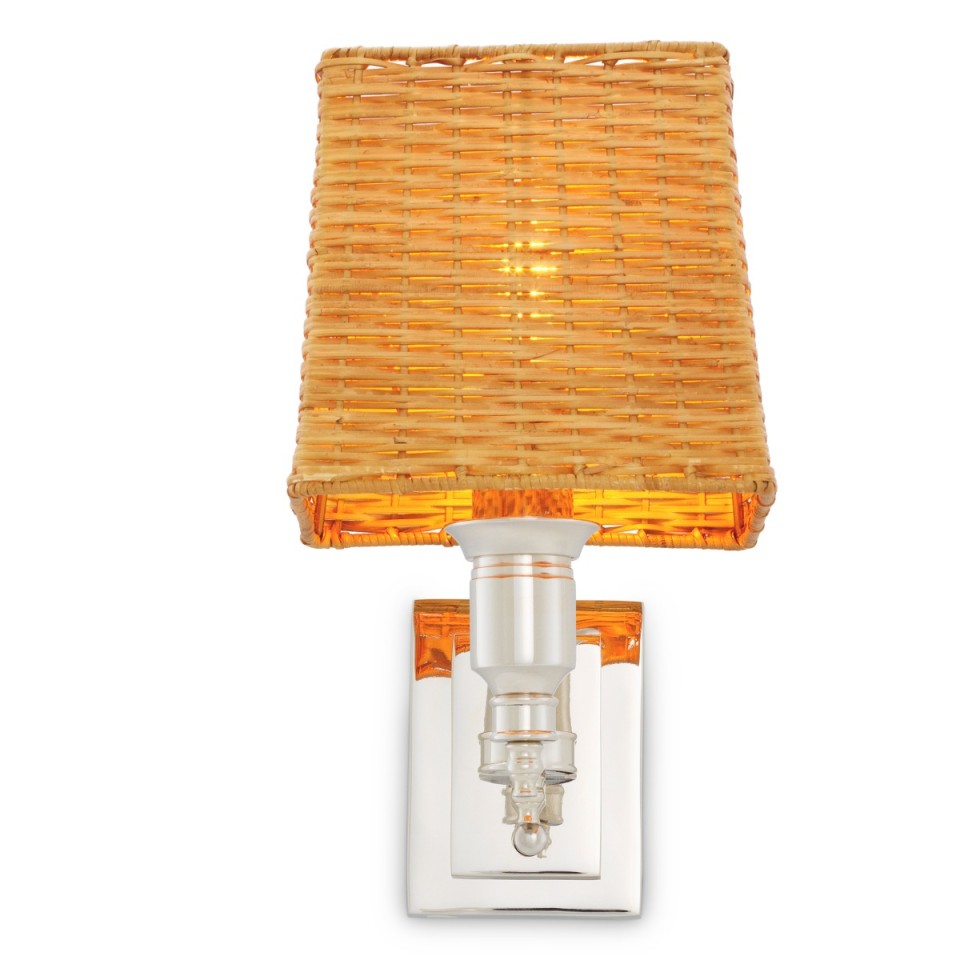 Lexington vägglampa nickel/rattan 27 cm