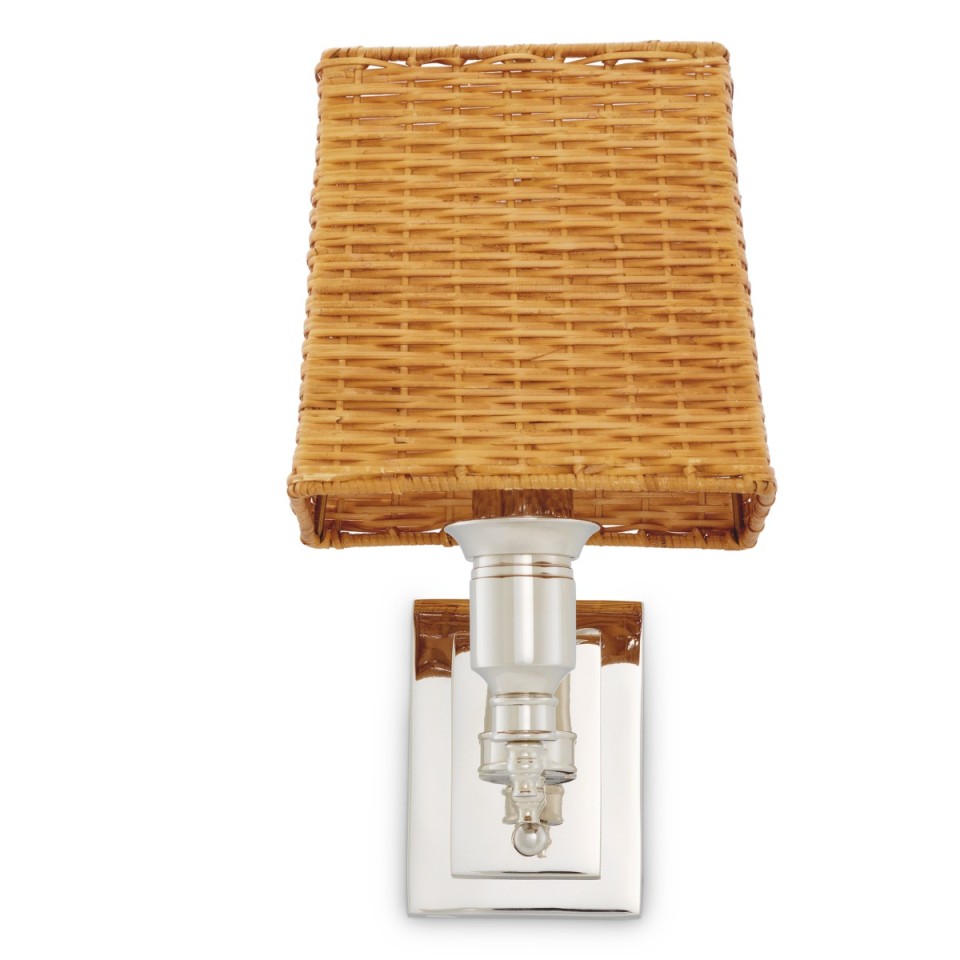 Lexington vägglampa nickel/rattan 27 cm