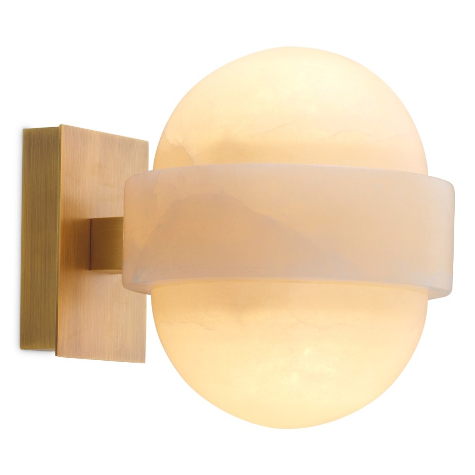 Icarus vägglampa antikmässing/alabaster 21 cm