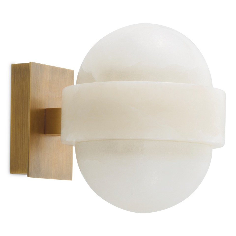 Icarus vägglampa antikmässing/alabaster 21 cm