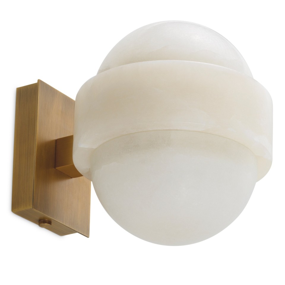 Icarus vägglampa antikmässing/alabaster 21 cm