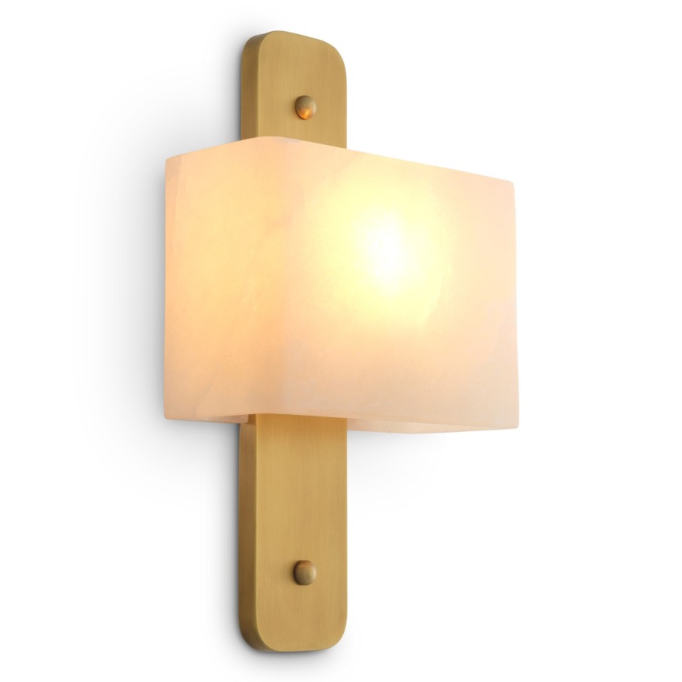 Melbourne vägglampa antikmässing/alabaster 45 cm