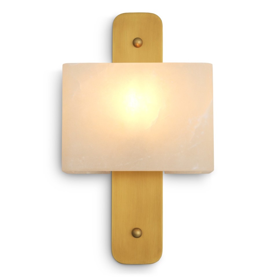 Melbourne vägglampa antikmässing/alabaster 45 cm