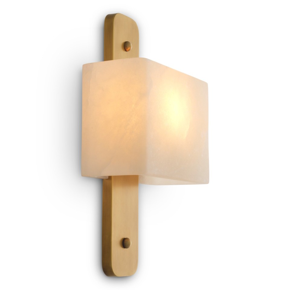 Melbourne vägglampa antikmässing/alabaster 45 cm