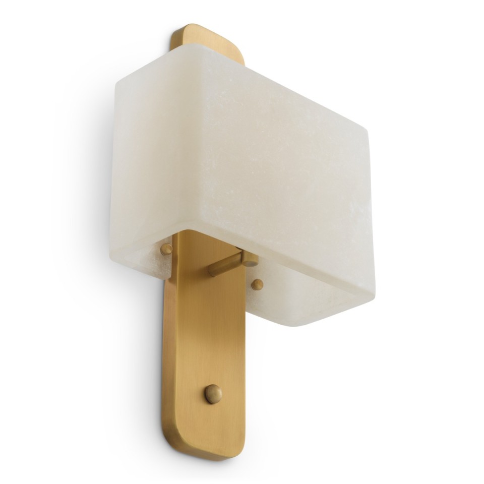 Melbourne vägglampa antikmässing/alabaster 45 cm