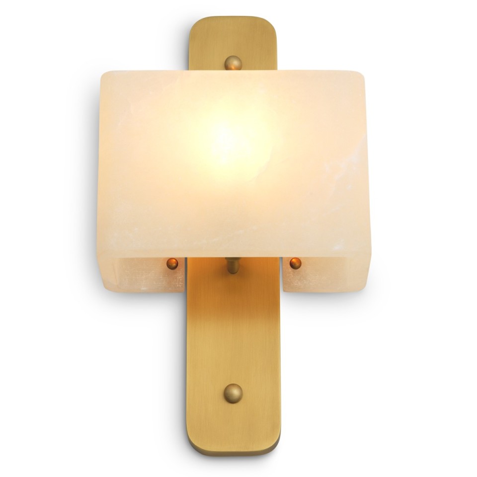 Melbourne vägglampa antikmässing/alabaster 45 cm