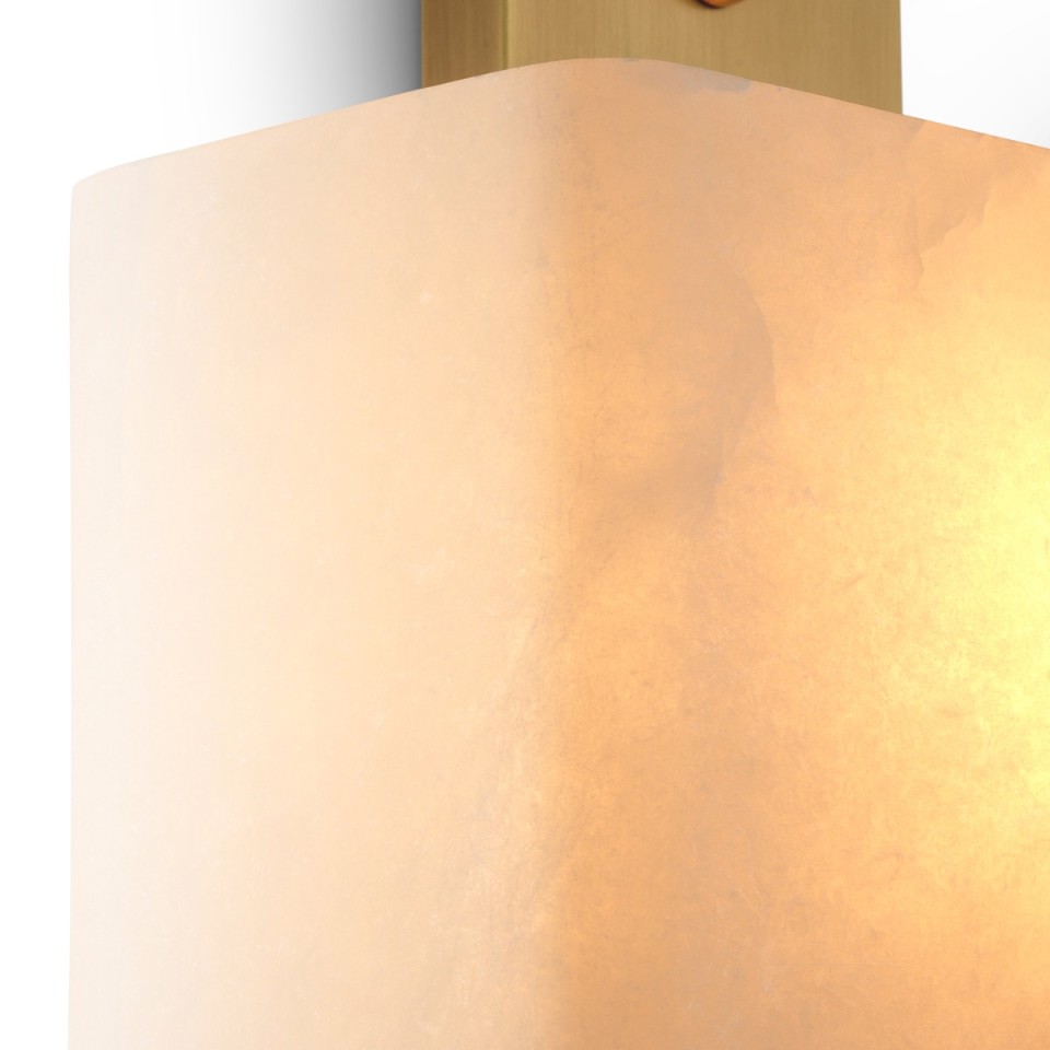 Melbourne vägglampa antikmässing/alabaster 45 cm