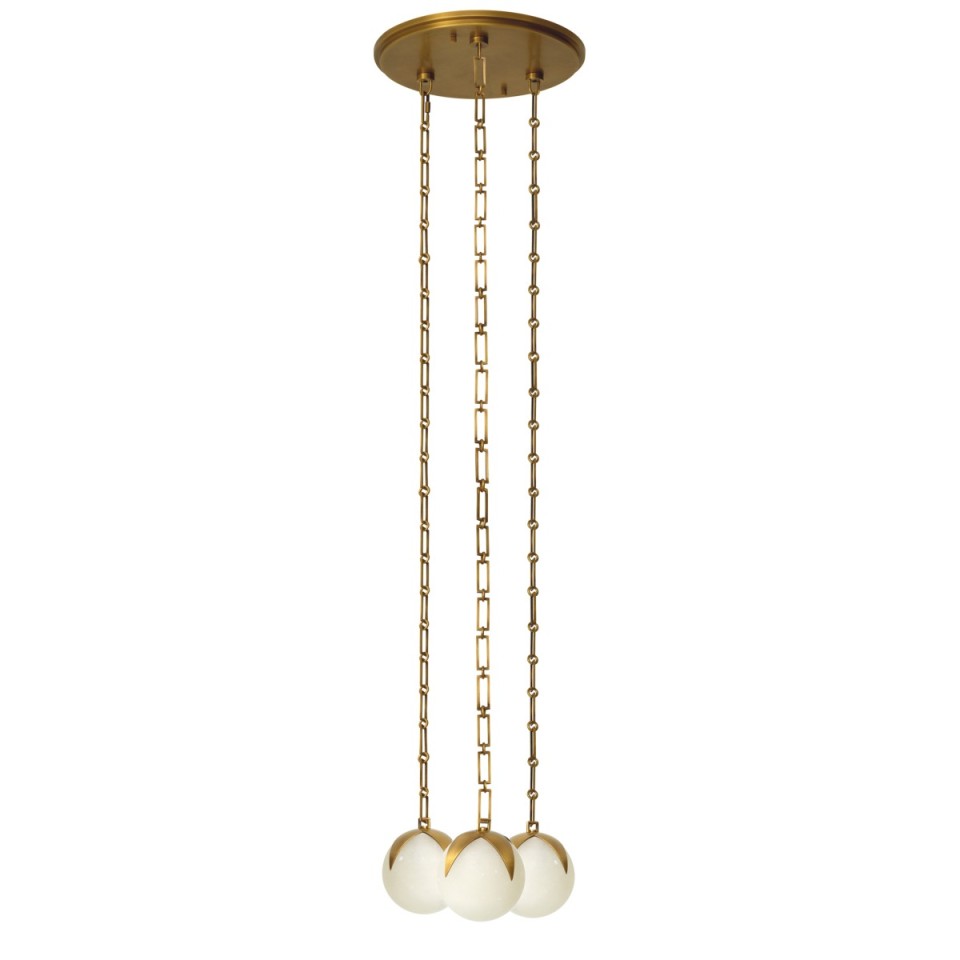 Alesa S chandelier antique brass/alabaster 35 cm