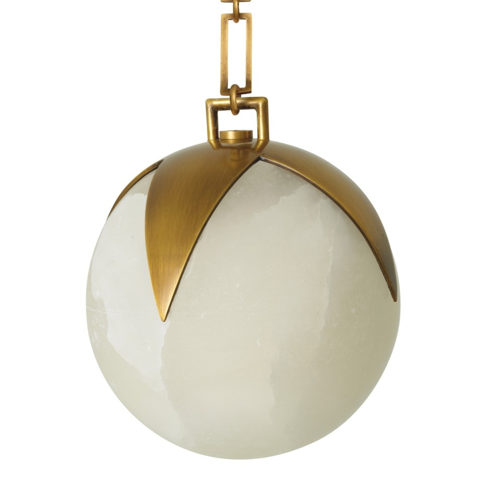 Alesa S chandelier antique brass/alabaster 35 cm