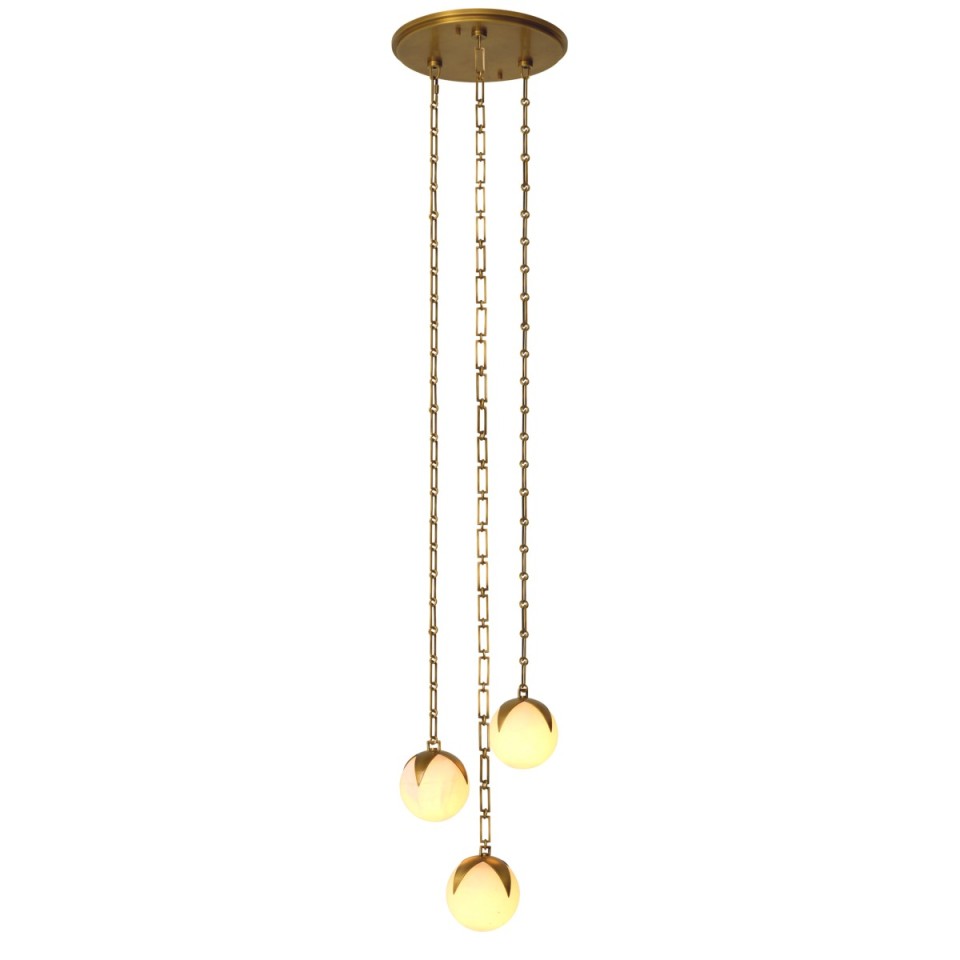 Alesa S chandelier antique brass/alabaster 35 cm