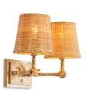 Wentworth dubbel vägglampa vintage mässing/rattan 25,5 cm