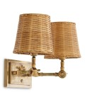 Wentworth dubbel vägglampa vintage mässing/rattan 25,5 cm
