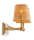 Wentworth dubbel vägglampa vintage mässing/rattan 25,5 cm