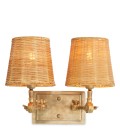 Wentworth dubbel vägglampa vintage mässing/rattan 25,5 cm