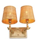 Wentworth dubbel vägglampa vintage mässing/rattan 25,5 cm