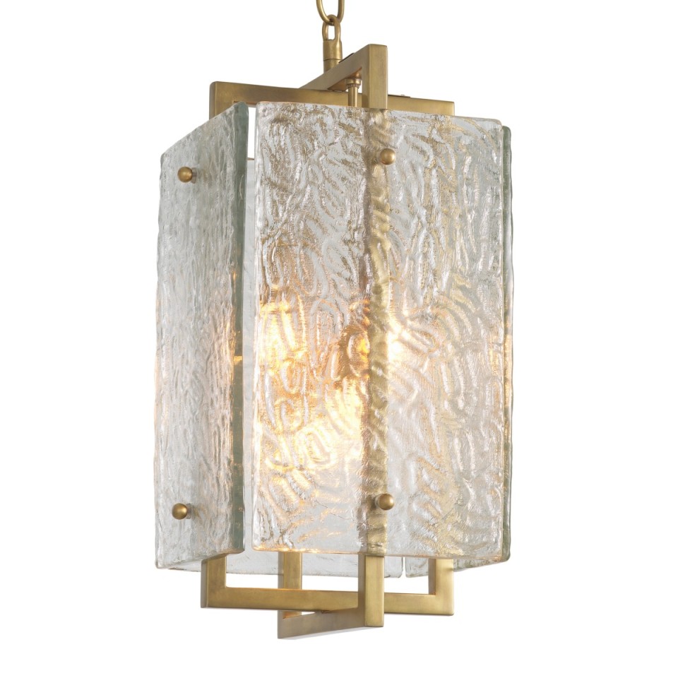 Solara taklampa vintage mässing/glas 31,5 cm