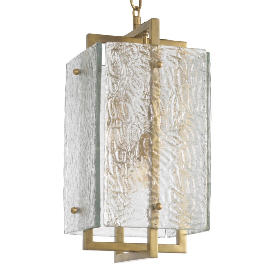 Solara taklampa vintage mässing/glas 31,5 cm